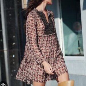 NWT ZARA BOHO AUTUMN PRINT MINI DRESS ROMANTIC COQUETTE FALL COTTAGE CORE MEDIUM